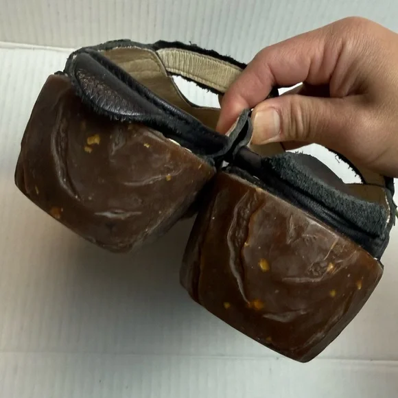 El Naturalista Black Leather Mary Jane Flats EU 38 White Stitch Comfort Shoes - Picture 6 of 10